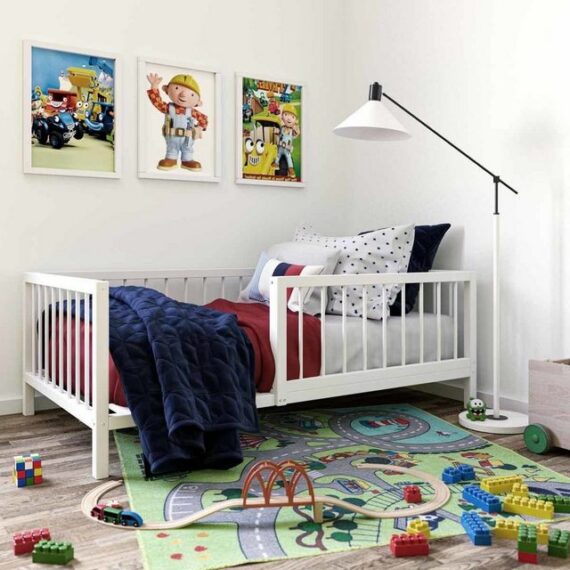 Artkid Kinderbett Daniel Kinderbett weiß 90 x 160 cm aus Kiefer inklusive Gitterseiten