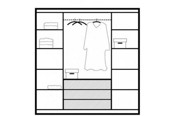 Beautysofa Kleiderschrank Kleiderschrank mit 4 türen BALI D4 Garderobenschrank mit Spiegel, Sideboard mit 3 Schubladen