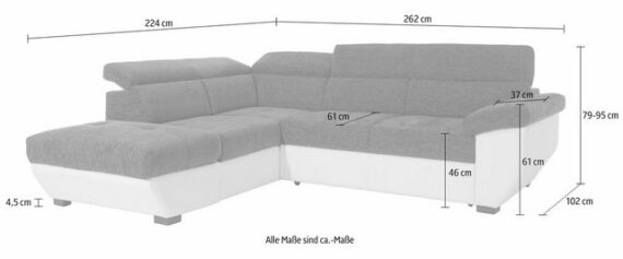 COTTA Polstergarnitur Speedway, (Set), Set: bestehend aus Ecksofa und Hocker, inklusive Kopfteilverstellung