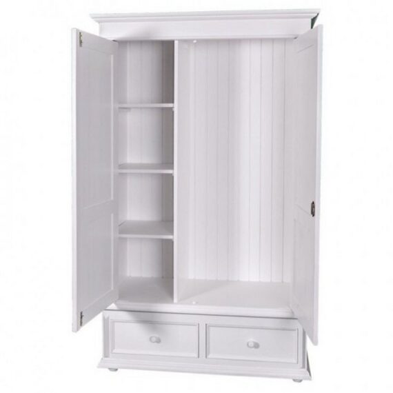 Casa Padrino Kleiderschrank Landhaus Stil Kleiderschrank Weiß - Kleider Schrank Shabby H 206 cm B 127 cm T 61 cm