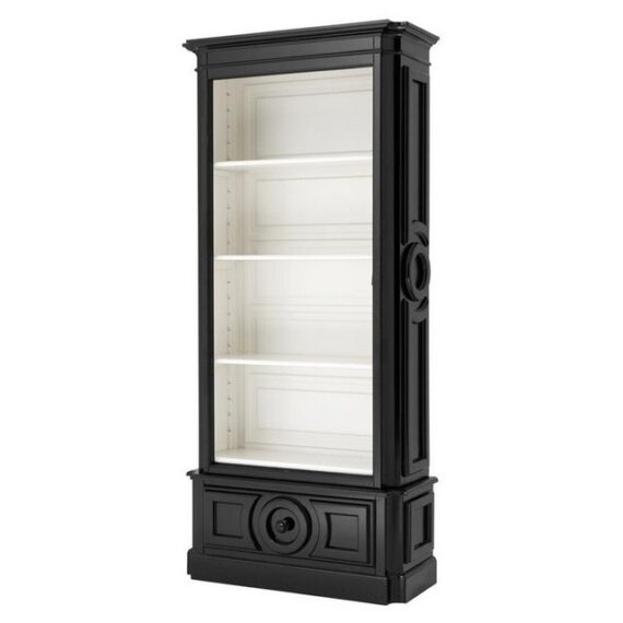 Casa Padrino Stauraumschrank Luxus Bücher Schrank Schwarz Wohnzimmer Schrank Barock Jugendstil Rokoko Vitrine Ladeneinrichtung