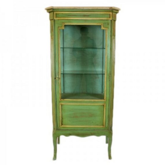 Casa Padrino Vitrine Barock Vitrine Antik Stil Grün / Gold 160 cm - Vitrinenschrank - Wohnzimmer Schrank - Antik Stil Möbel