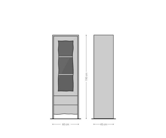 DELIFE Vitrine Live-Edge Akazie Braun 60x190 cm 1 Tür 2 Schubladen Massiv Highboard