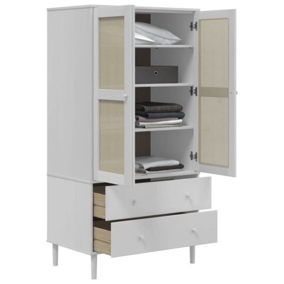 DOTMALL Kleiderschrank Kleiderschrank SENJA Rattan-Optik 90x55x175 cm Kiefernholz