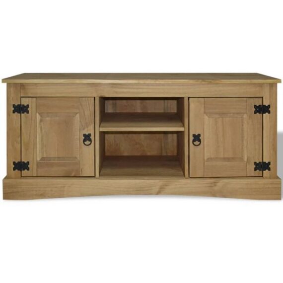 DOTMALL TV-Schrank Fernsehschrank Holz, mit Türen & offenen Regalen,120x40x52 cm