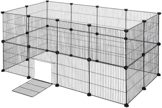 EUGAD Freigehege, für Kaninchen,Laufstall Laufgitter mit Tür 142x71x71cm