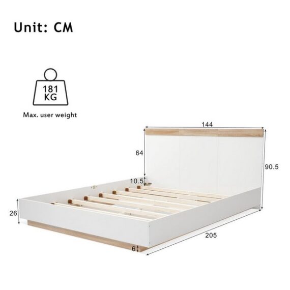 HAUSS SPLOE Massivholzbett Doppelbett Holzbett Bettrahmen Kinderbett Jugendbett (Kiefernholz Doppelbett mit Lattenrost), 140x200cm