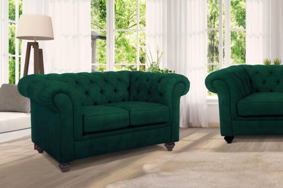 Home affaire Chesterfield-Sofa "Duc 2-Sitzer", hochwertige Knopfheftung im Rücken, Samtoptik mit changierender Optik