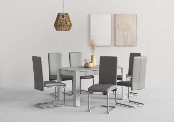 Homexperts Essgruppe "Nitro", (Set, 7 tlg.), Tisch - Breite 140 cm + 6 Stühle