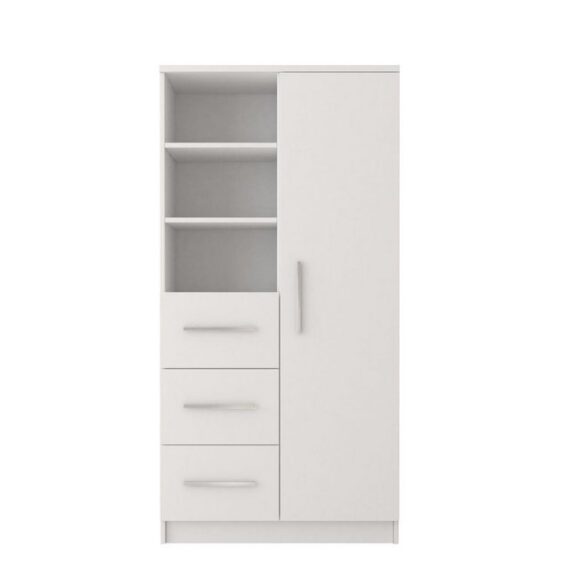 MOEBLO Kleiderschrank Marsala 3SD 05 (mit Schubladen Regal, Vitrine Kleiderschrank 1-türig Schrank Garderobe Schlafzimmer) (B x H x T): 80x160x40 cm