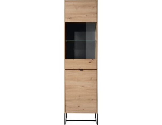 MOEBLO Vitrine KERI KWT53 (Gehärtetes Glas, Griffe und Füße aus Metall, Schrank für Wohnzimmer mit Türen Vitrinenschrank Glasvitrine) (BxHxT): 53x197x39 cm