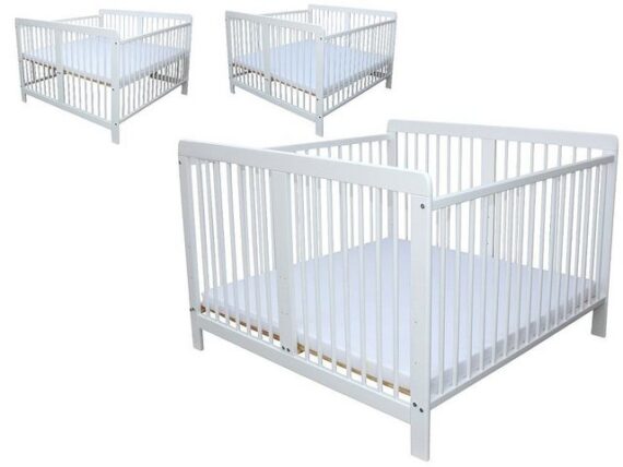 Micoland Kinderbett Zwillingsbett Kinderbett für Zwillinge mit 2 Matratzen 120x120cm
