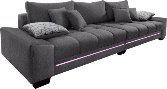 Mr. Couch Big-Sofa "Nikita", wahlweise mit Kaltschaum (140kg Belastung/Sitz), mit RGB-Beleuchtung