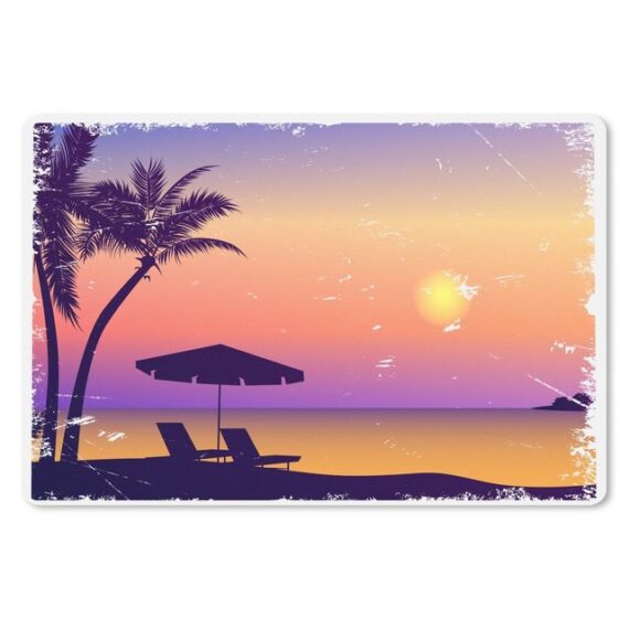 MuchoWow Gaming Mauspad Strand - Stuhl - Sonnenschirm - Nacht (1-St), Büro für Tastatur und Maus, Mousepad Gaming, 90x60 cm, XXL, Großes