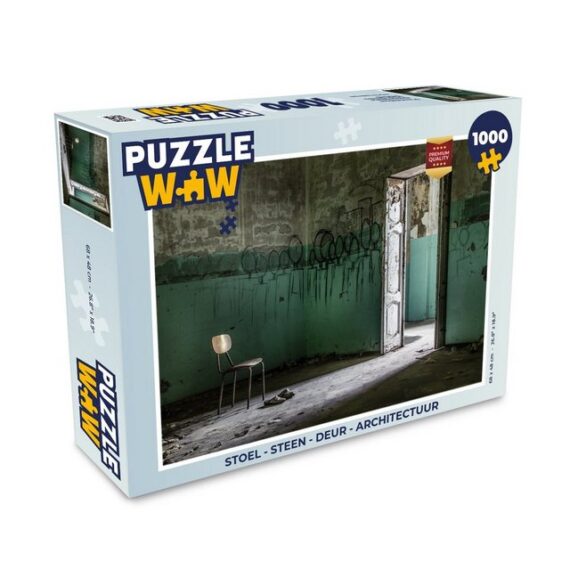 MuchoWow Puzzle Stuhl - Stein - Tür - Architektur, 1000 Puzzleteile, Foto-Puzzle, Bilderrätsel, Puzzlespiele, Klassisch