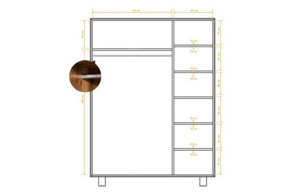 Natur24 Kleiderschrank Kleiderschrank Leeds Kernbuche 149x50x210 gestell mit 3 Türen