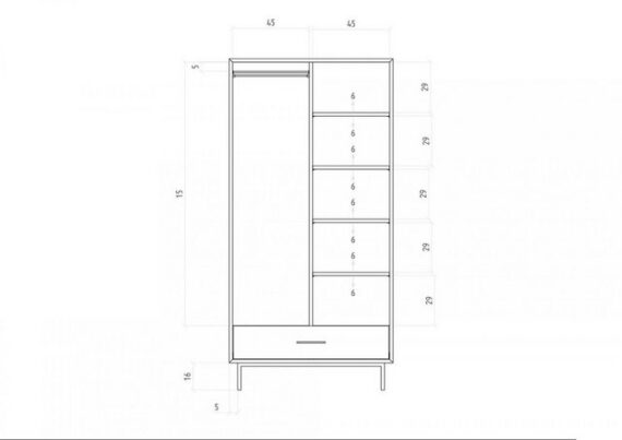 Natur24 Kleiderschrank Kleiderschrank Seiba Kernbuche 97x60x196 Fischgrät 2 Türen 1 Schublade