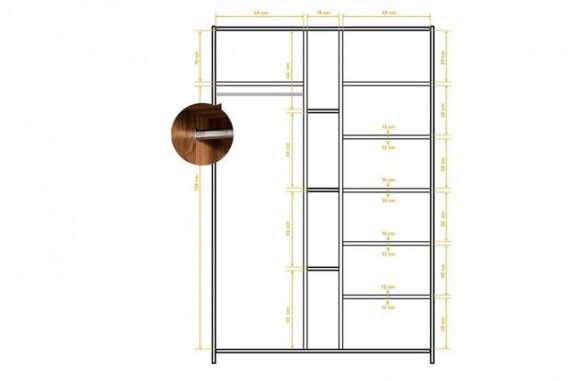 Natur24 Kleiderschrank Kleiderschrank Zigo Wildeiche 125x60x190 mit 2 Türen und 4 Fächern