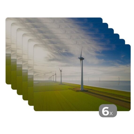 Platzset, Meer - Windmühle - Niederlande, MuchoWow, (6-St), Platzset, Platzdecken, Platzmatte, Tischmatten, Schmutzabweisend