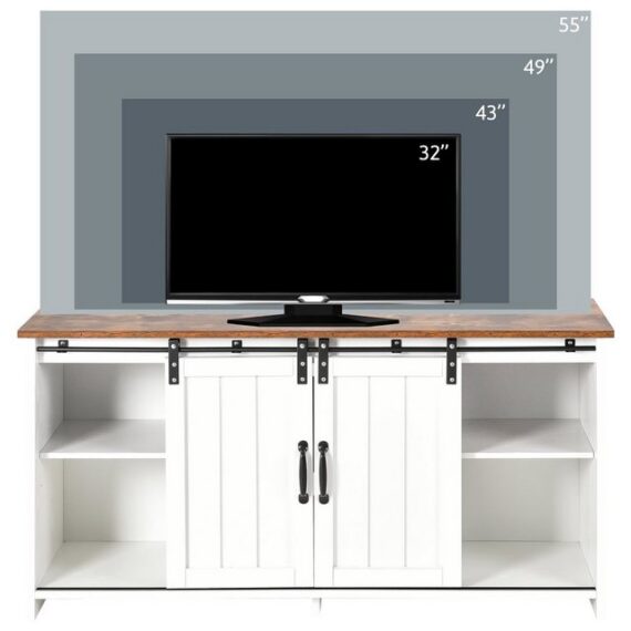 REDOM TV-Schrank Sideboard (mit 2 Schiebetüren, Küchenschrank, Stauraumschrank verstellbare Einlegeböden)