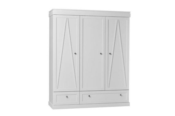 ROOMSTAR Kleiderschrank 3-türig OPULENCE, weiss, Schubladen, Breite: 168cm