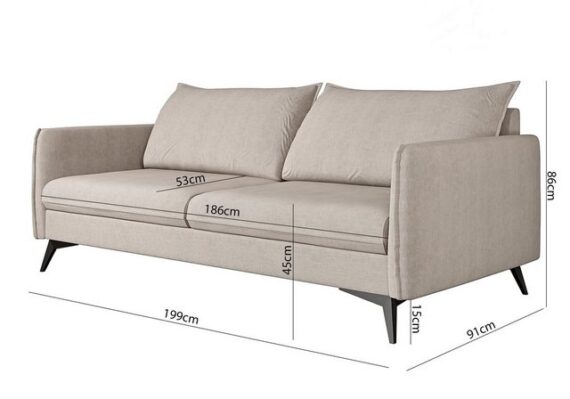 S-Style Möbel Polstergarnitur Modernes 3+2+1 Azalea mit Schwarz Metall Füßen, (1x 3-Sitzer-Sofa, 1x 2-Sitzer-Sofa, 1x Sessel), mit Wellenfederung
