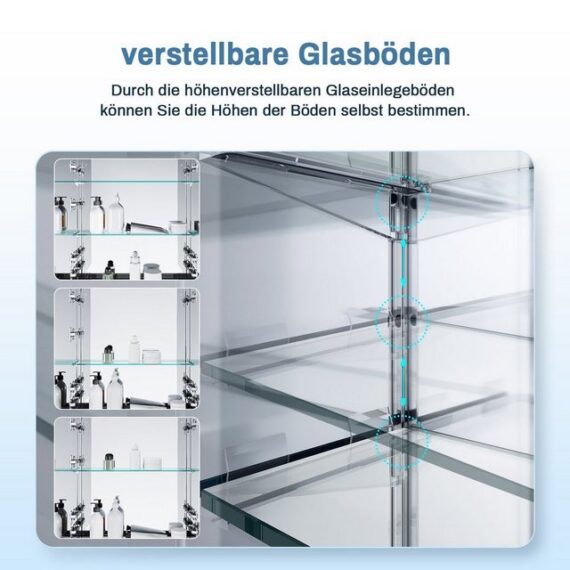 SONNI Spiegelschrank Badezimmerspiegelschrank mit beleuchtung 50 x 70 cm Schiebetür Wandregal Hängeschrank Wandboard Schrank Regal Vitrine Badschrank