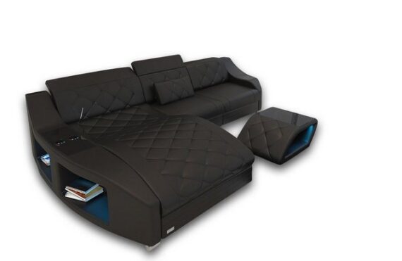 Sofa Dreams Ecksofa Ledercouch Leder Sofa Swing L Form Ledersofa, Couch, Sofa mit LED, verstellbare Kopfstützen, optional mit Schlaffunktion