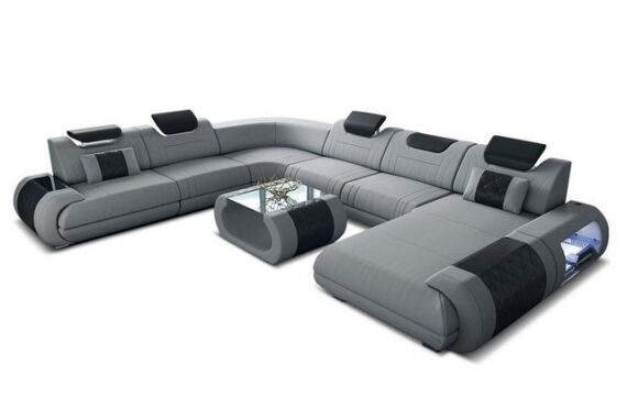 Sofa Dreams Wohnlandschaft Polsterstoff Stoff Sofa Rimini XXL M Mikrofaser Stoffsofa, Couch wahlweise mit Bettfunktion