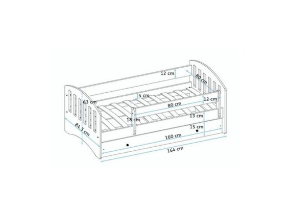 Stillerbursch Jugendbett Kinderbett 160x80 cm mit Matratze Schublade Rausfallschutz Lattenrost (Set, 2-tlg., Bett Lattenrost Matratze Schublade Rausfallschutz), Mit Matratze ERIS, Schublade, Lattenrost, Rausfallschutz