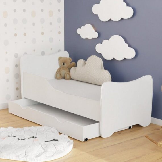 Stillerbursch Jugendbett Kinderbett 70x140 Schublade Matratze Rausfallschutz Lattenrost (Set, 2-tlg., Bett Lattenrost Matratze Schublade), Wahlweise in 2 Größen mit Matratze Schublade und Lattenrost