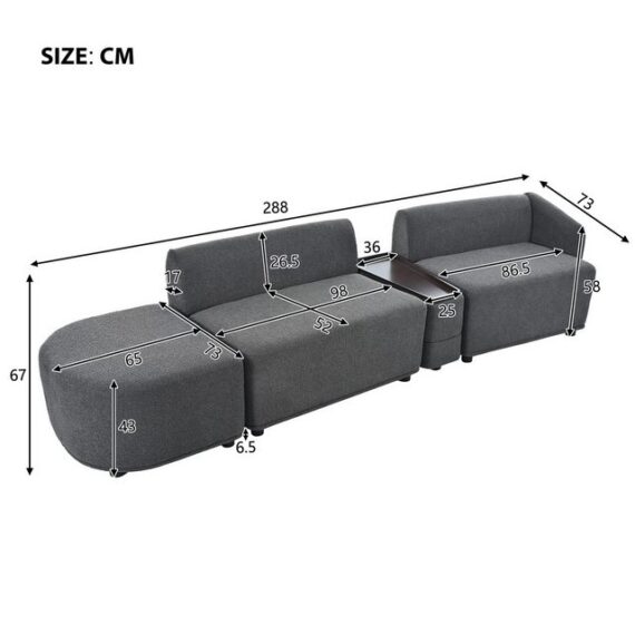 XDeer Sofa Wohnzimmer Dreisitzer sofa, modernes Design mit Bettfunktion, Aufbewahrung Fußstütze, Chaiselongue-Sofa mit Polstermöbel