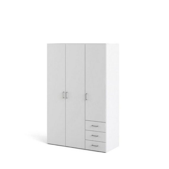 ebuy24 Kleiderschrank Spell Kleiderschrank 3 Türen, 3 Schubladen weiss.