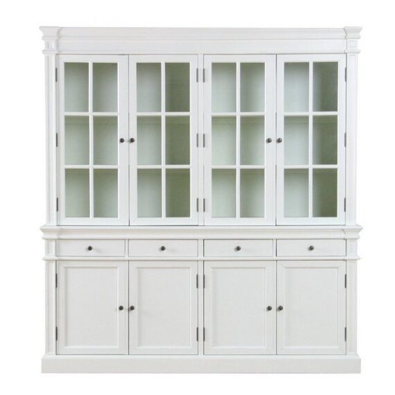 ebuy24 Vitrine Amaretta 4 türiger Vitrinenschrank antik weiss, an