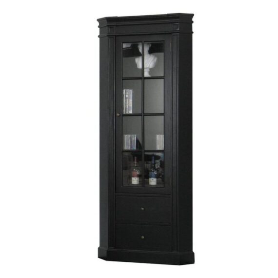 ebuy24 Vitrine Amaretta Eckschrank schwarz, antik patiniert, Brei