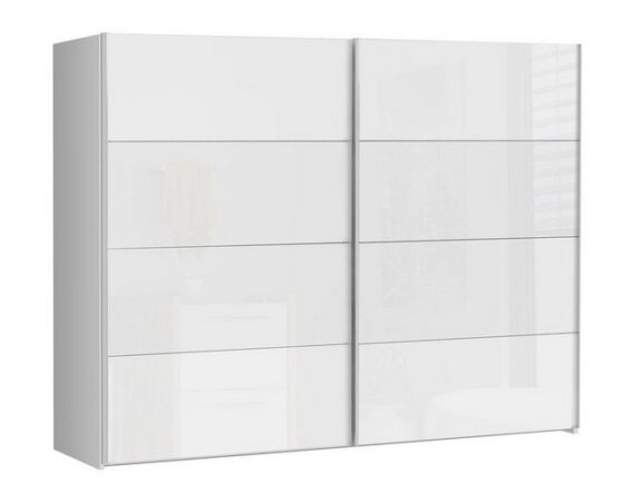 expendio Kleiderschrank Sophie 3A Schwebetürenschrank weiß Front Hochglanz 270x210x61 cm viel Stauraum