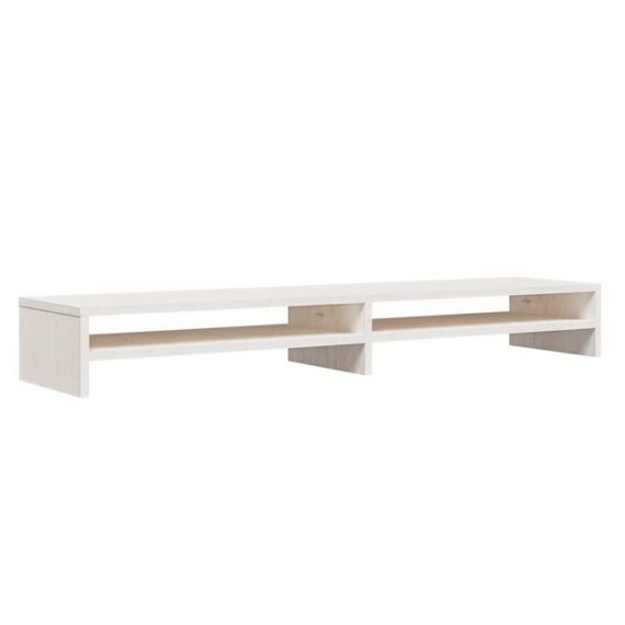 furnicato TV-Schrank Monitorständer Weiß 100x24x13 cm Massivholz Kiefer