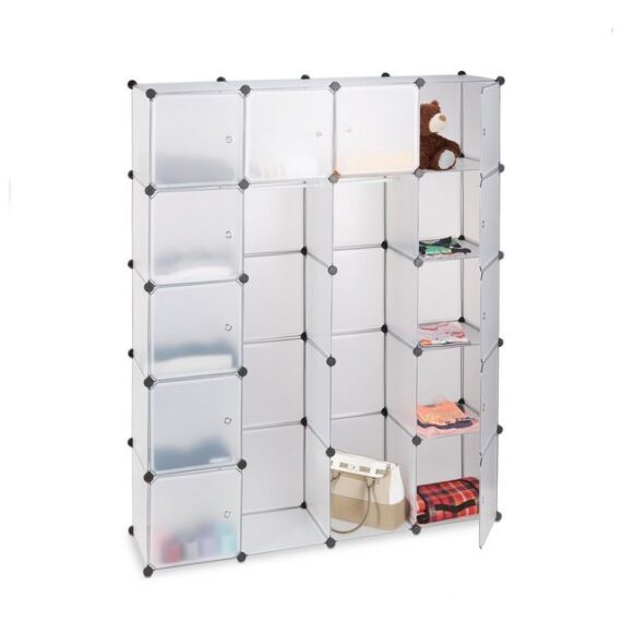 relaxdays Kleiderschrank Kleiderschrank Stecksystem 14 Fächer Transparent