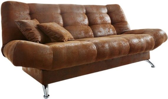 DELIFE Schlafsofa Viola, Braun 190x90 cm mit Bettkasten Schlaffunktion Schlafsofa