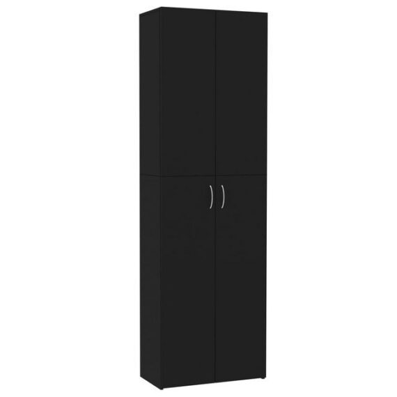 DOTMALL Aktenschrank Büroschrank Schwarz 60x32x190 cm Holzwerkstoff