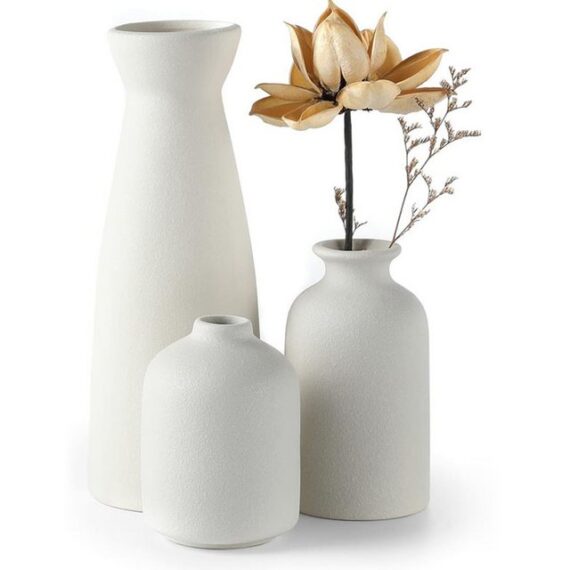 HIBNOPN Dekovase Keramik Vasen 3er-Set Kleine Blumenvasen für Bücherregal, Tisch Deko (3 St)