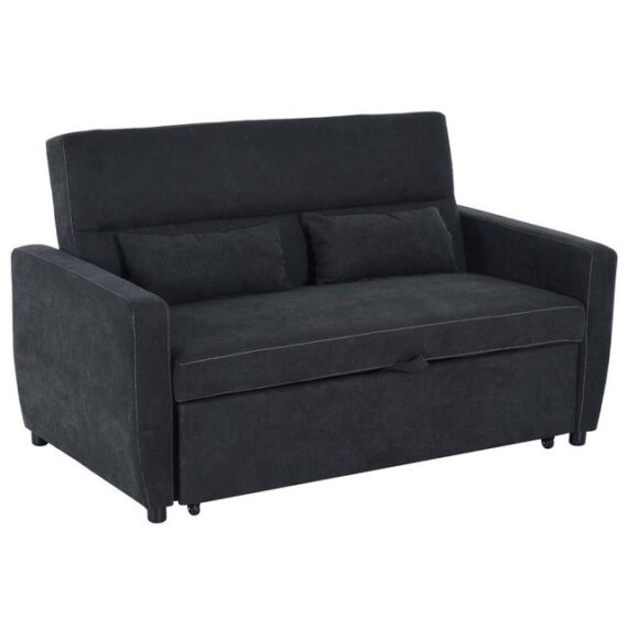 HOMCOM Schlafsofa, Set 1 Teile, Schlafsofa Chaiselongue 2-Sitzer Stoffsofa Sofagarnitur Schwarz