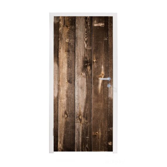 MuchoWow Türtapete Regal - Muster - Vintage - Holz, Matt, bedruckt, (1 St), Selbstklebende Tapete, Folie für Möbel, 75x205 cm