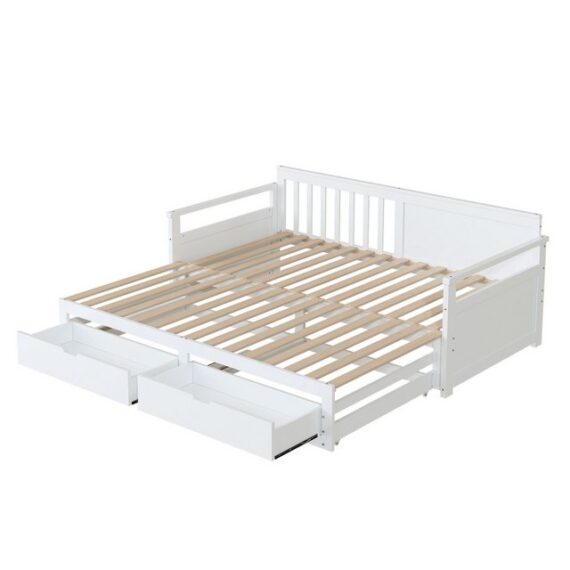 REDOM Schlafsofa Multifunktionales Zwei-in-Eins-Tagesbett, Kinderbett mit Kiefernbett, Schubladen und Ausziehbett, ohne Matratze, 90 x 190 cm/180 x190 cm