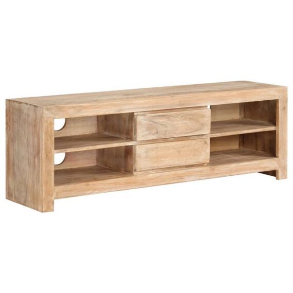 furnicato TV-Schrank Akazienholz Massiv 120 x 30 x 40 cm Hellbraun