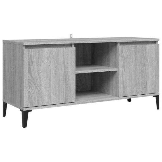 furnicato TV-Schrank mit Metallbeinen Grau Sonoma 103,5x35x50 cm