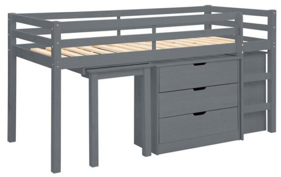 loft24 Hochbett Allie Kinderbett aus Kiefer mit Kommode, Schreibtisch im Landhausstil