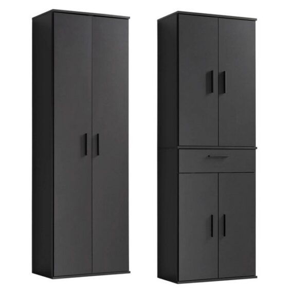 mokebo Schrank-Set Die Allzweckwaffe, (2er-Set), Stauraum-Set aus Aktenschrank & Mehrzweckschrank in Schwarz-Anthrazit