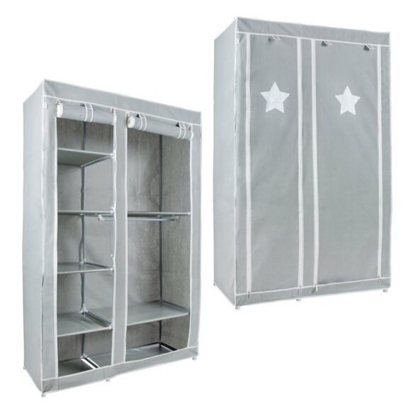 roba® Kleiderschrank Textil-Schrank Little Stars, in grau platzsparender Textil-Kleiderschrank, mit Stern