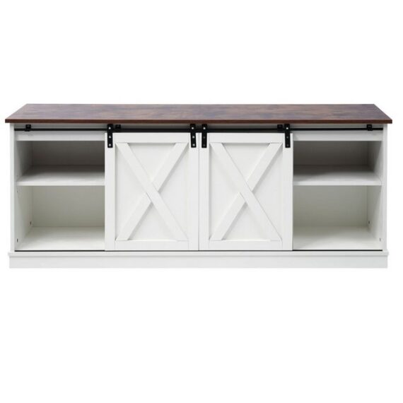 BlingBin TV-Schrank Sideboard (1-St) Schiebetüren, Anpassbare Regalböden, 16-farbige LED-Beleuchtung